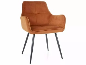SCAUN DINING GRAPE, SCORTISOARA BLUVEL 4215/NEGRU MAT, TAPITERIE DIN CATIFEA SI PICIOARE DIN METAL, STIL MODERN - Img 1