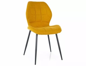 SCAUN DINING JAKE, CURRY 66/NEGRU MAT, TAPITERIE DIN STOFA SI PICIOARE DIN METAL, STIL MODERN - Img 1