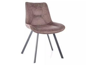 SCAUN DINING LINK, GRI TAP. 213/NEGRU MAT, TAPITERIE DIN MICROFIBRA SI PICIOARE DIN METAL, STIL MODERN - Img 1