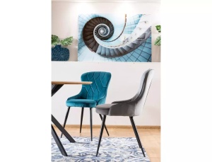 SCAUN DINING LOTUS, TURCOAZ BLUVEL 85/NEGRU MAT, TAPITERIE DIN CATIFEA SI PICIOARE DIN METAL, STIL MODERN - Img 2