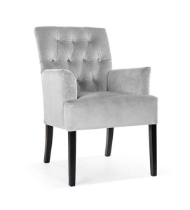 SCAUN DINING MATLASAT GALA,CU BRATE, GRI/NEGRU, TAPITERIE DIN CATIFEA SI PICIOARE DIN LEMN, STIL MODERN, ATR