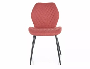 SCAUN DINING MIKE, GRAPEFRUIT 56/NEGRU MAT, TAPITERIE DIN STOFA SI PICIOARE DIN METAL, STIL MODERN - Img 3