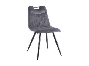 SCAUN DINING ORFE, GRI 15/NEGRU MAT, TAPITERIE DIN CATIFEA FJORD SI PICIOARE DIN METAL, STIL MODERN - Img 1
