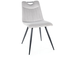 SCAUN DINING ORFE, GRI DESCHIS BLUVEL 03/NEGRU MAT, TAPITERIE DIN CATIFEA SI PICIOARE DIN METAL, STIL MODERN - Img 1