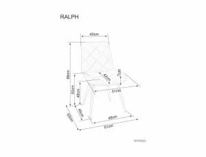 SCAUN DINING RALPH, GRI DESCHIS BLUVEL 03/NEGRU MAT, TAPITERIE DIN CATIFEA SI PICIOARE DIN METAL, STIL MODERN - Img 8