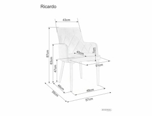 SCAUN DINING RICARDO, GRI 06/GRI, TAPITERIE DIN STOFA SI PICIOARE DIN METAL, STIL MODERN - Img 4