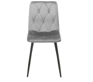 SCAUN DINING TOM, GRI BLUVEL 14/NEGRU MAT, TAPITERIE DIN CATIFEA SI PICIOARE DIN METAL, STIL MODERN - Img 3