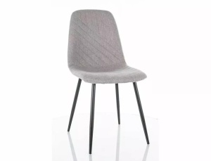 SCAUN DINING TWIST, GRI 07/NEGRU MAT, TAPITERIE DIN STOFA SI PICIOARE DIN METAL, STIL MODERN - Img 1