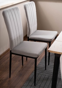 SCAUN DINING VIGO, GRI DESCHIS BLUVEL 03/NEGRU MAT, TAPITERIE DIN CATIFEA SI PICIOARE DIN METAL, STIL MODERN - Img 2