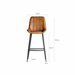 SCAUN MORTON REF. 25245, MARONIU, STIL VINTAGE, DIN FIER SI PIELE NATURALA, VIC - Img 7