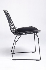 SCAUN NET SOFT, CONFECTIONAT DIN METAL NEGRU, CU PERNA TAPITATA CU PIELE ECOLOGICA, STIL MODERN - Img 3