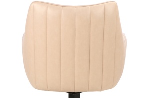 SCAUN PIVOTANT AZALIA BUFFALO, BEJ 01/NEGRU MAT, TAPITERIE DIN PIELE ECO SI PICIOARE DIN METAL, STIL MODERN - Img 4