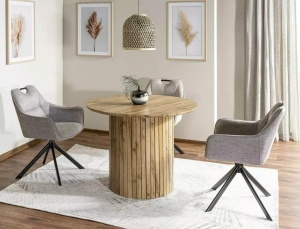 SCAUN PIVOTANT REMO, GRI 07/NEGRU MAT, TAPITERIE DIN STOFA BREGO SI PICIOARE DIN METAL, STIL MODERN - Img 3
