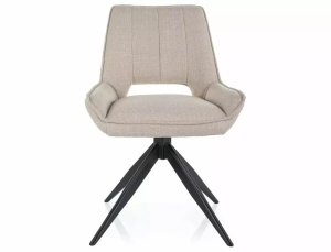 SCAUN PIVOTANT TELLO, BEJ DESCHIS 24/NEGRU MAT, TAPITERIE DIN STOFA BJORN SI PICIOARE DIN METAL, STIL MODERN - Img 3