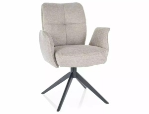 SCAUN PIVOTANT WING, BEJ DESCHIS 31/NEGRU MAT, TAPITERIE DIN STOFA BREGA SI PICIOARE DIN METAL, STIL MODERN - Img 3
