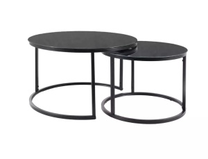 SET 2 MASUTE DE CAFEA ATLANTA D, 60/80 CM, NEGRU/NEGRU MAT, BLAT DIN STICLA SECURIZATA SI CADRU DIN METAL, STIL MODERN - Img 2