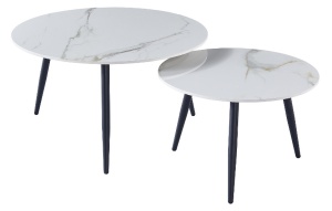 SET 2 MASUTE DE CAFEA KORA D, 60/80 CM, EFECT DE MARMURA ALBA/NEGRU, BLAT DIN CERAMICA SI CADRU DIN METAL, STIL MODERN - Img 5