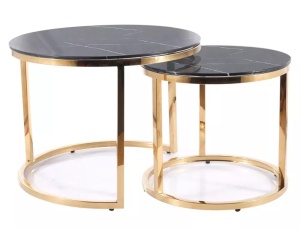 SET 2 MASUTE DE CAFEA MUSE, 60/80 CM, EFECT DE MARMURA NEAGRA/AURIU, BLAT DIN STICLA SECURIZATA SI CADRU DIN METAL, STIL MODERN - Img 2