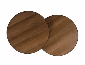 SET 2 MASUTE DE CAFEA PENELOPE, 50 CM, NUC/NEGRU, BLAT DIN MDF, FURNIR NATURAL SI CADRU DIN METAL, STIL MODERN - Img 2