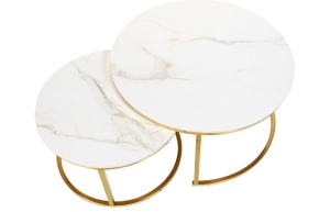 SET 2 MASUTE DE CAFEA PORTAFINO A, 60/80 CM, EFECT DE MARMURA ALBA/AURIU, BLAT DIN CERAMICA SI CADRU DIN METAL, STIL MODERN - Img 5