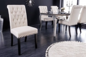 SET 2 SCAUNE DINING, CASTLE DELUXE, DIN LEMN SI MATERIAL DE CULOARE BEJ, DESIGN BAROC, ARTIM GROUP