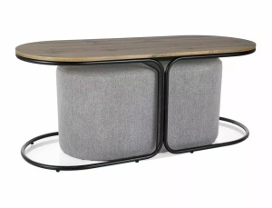 SET DE CAFEA DUAL, STEJAR ARTISAN/NEGRU/GRI, BLAT DIN MDF, FURNIR NATURAL SI CADRU DIN METAL, STIL MODERN - Img 2
