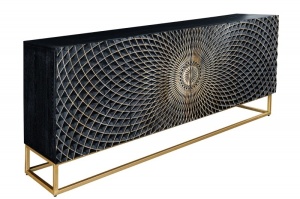 STOC!!! COMODA/BUFET LIVING, ILLUSION 177CM, LEMN DE MANGO, NEGRU/AURIU, ARTIM GROUP SELECTION - Img 5