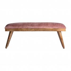 TABURET DE PAT TARDIANO REF. 29119, ROZ, STIL VINTAGE, DIN LEMN MASIV DE MANGO, CATIFEA SI SPUMA, PRODUS DETASABIL, VIC