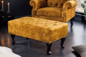 TABURET PENTRU FOTOLIU, CHESTERFIELD GALBEN MUSTAR, CATIFEA - Img 3
