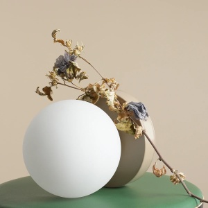 VEIOZA BALL S, 17 CM, BEJ, DIN STICLA SI METAL, STIL MODERN - Img 3