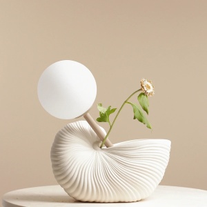 VEIOZA PINNE, 35 CM, BEJ, DIN STICLA SI METAL, STIL MODERN - Img 4