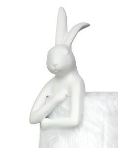 VEIOZA RABBIT FUR 50 CM ALB/ARGINTIU, CONFECTIONATA DIN TEXTIL SINTETIC, RASINA SI METAL, STIL MODERN - Img 2