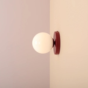 APLICA BALL II S, 15 CM, ROSU, DIN STICLA SI METAL, STIL MODERN