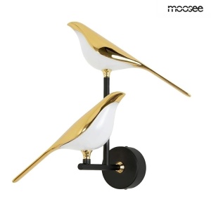 APLICA BIRD TWIN GOLD, CONFECTIONAT DIN ACRIL SI METAL, STIL MODERN