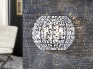 APLICA DIAMOND, 20 CM, CROM/TRANSPARENT, DIN METAL SI STICLA, STIL MODERN