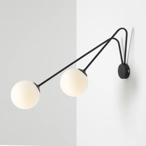APLICA HOLM L, 2 BRATE, 42 CM, NEAGRA, DIN STICLA SI METAL, STIL MODERN
