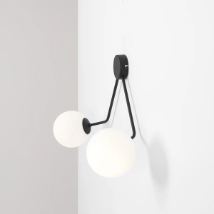 APLICA HOLM S, 2 BRATE, 35 CM, NEAGRA, DIN STICLA SI METAL, STIL MODERN - Img 2