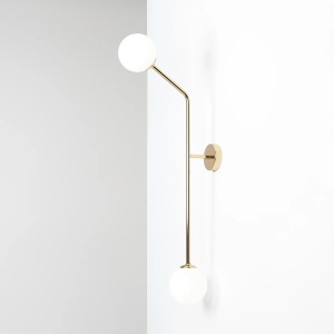 APLICA PURE, 2 BRATE, 99 CM, AURIE, DIN STICLA SI METAL, STIL MODERN