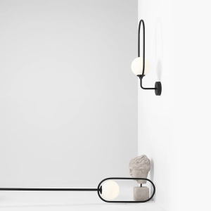 APLICA RIVA, 55 CM, NEAGRA, DIN STICLA SI METAL, STIL MODERN