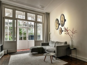 APLICA STONE, 61 CM, NEGRU MAT/GRI, DIN METAL SI ARDEZIE SINTETICA, STIL MODERN - Img 2
