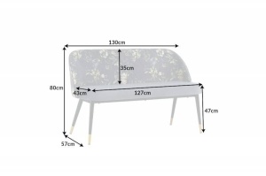 BANCA BOUTIQUE, DIN CATIFEA SI METAL, 130CM, MODEL FLORAL, GRI, ARTIM GROUP COLLECTION - Img 6