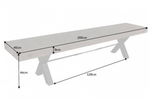 BANCA, THOR 200CM, COD 40445, METAL SI LEMN PIN GRI, DESIGN INDUSTRIAL - Img 8