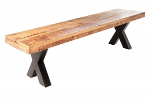 BANCUTA, IRON CRAFT 160CM, DIN LEMN MASIV SI METAL, DESIGN INDUSTRIAL - Img 4