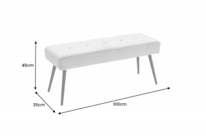 BANCUTA MODERNA, BOUTIQUE 100CM, DIN METAL SI CATIFEA, GRI, COD 43319