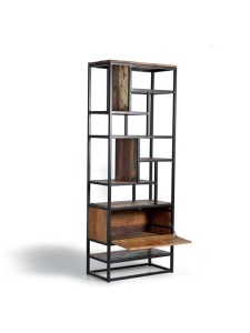 BIBLIOTECA/ORGANIZATOR LEO 213CM, MARO/NEGRU, DIN LEMN RECICLAT SI METAL, GINER Y COLOMER - Img 4