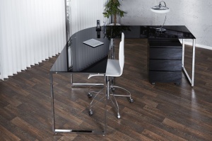 BIROU PE COLT, NEGRU, BIG DEAL 38381 DIN STICLA SECURIZATA DESIGN MODERN - Img 3