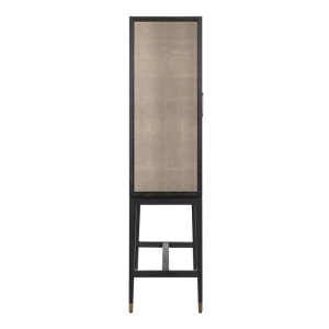 BUFET/BAR BLOOMINGVILLE, 182 CM, BEJ/NEGRU/AURIU ANTICHIZAT, DIN LEMN DE STEJAR SI PIELE ECOLOGICA, STIL MODERN, B2 - Img 4
