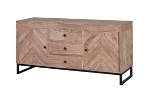 BUFET FENILA 6733, NATURAL/NEGRU, DIN LEMN MASIV DE ACACIA SI METAL, STIL VINTAGE G&C - Img 4