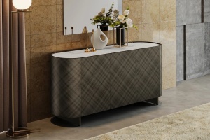 BUFET LIVING 150CM, REFLECTION, ANTRACIT/NEGRU, DIN LEMN MASIV SI CERAMICA, DESIGN 3D, ARTIM GROUP SELECTION