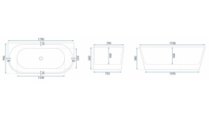 CADA REA OLIMPIA FREESTANDING, 170 CM, ALB, DIN ACRIL, CALITATE SUPERIOARA - Img 7